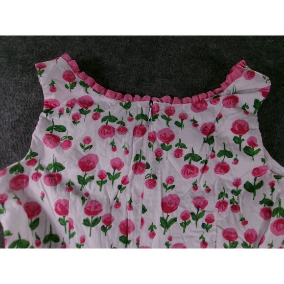 Vintage Talbots Dress Women 8 White Pink Floral Ruffle Trim Costal Resort USA - Picture 10 of 11